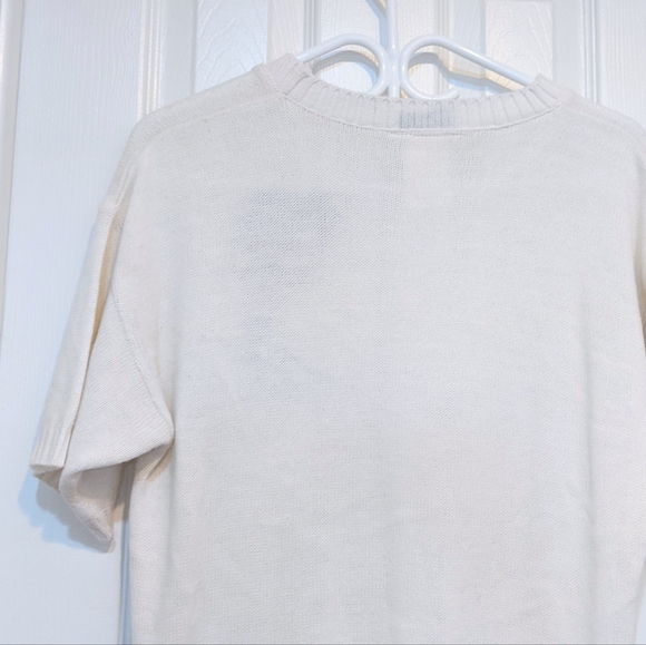 Vtg White Soft Knit Cute Short Sleeve Spring Sweater Top. Paisley Design, S. HP! - Picture 7 of 14